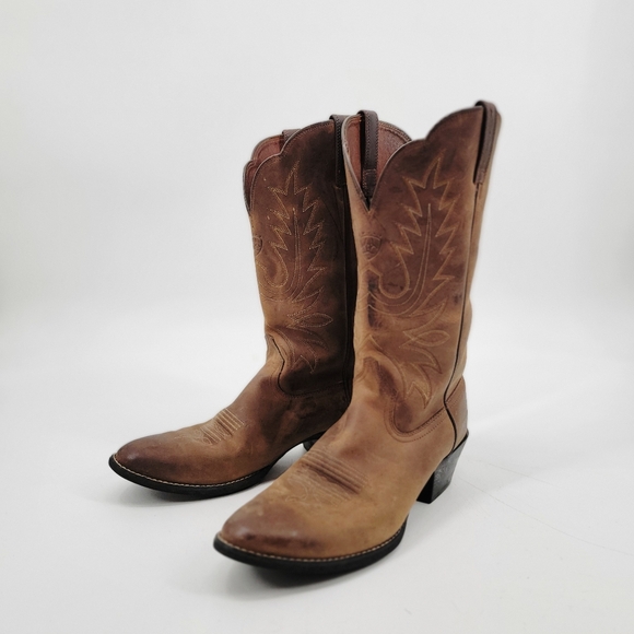 Ariat Heritage R Toe Distressed Brown Cowgirl Western Boots Size 11 EU 42.5 - Picture 2 of 16